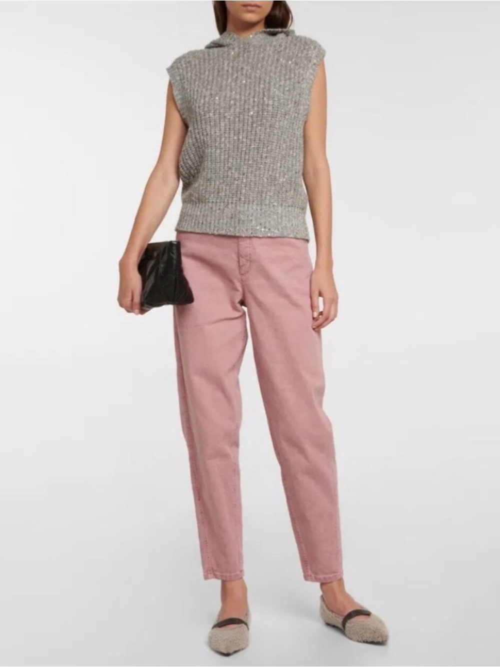 Brunello Cucinelli "The Baggy Jean" Tapered Leg Pink Jeans Size 10